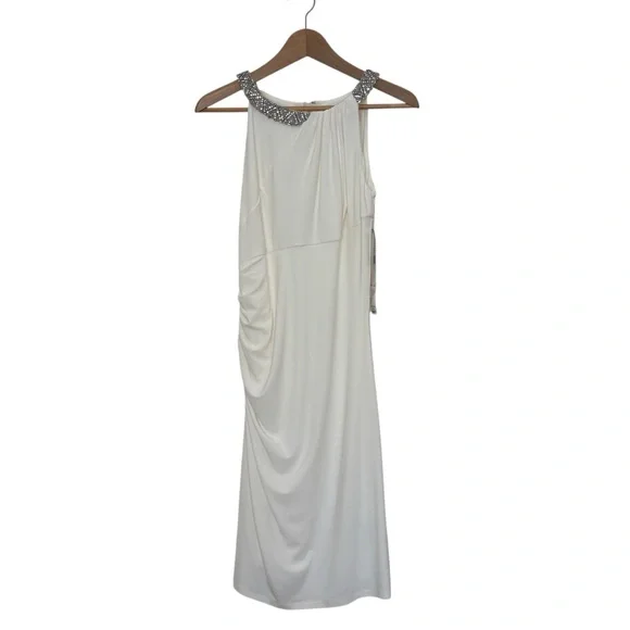 Lauren Ralph Lauren Rhinestone Jewel Neck Cocktail Dress Size 6 Ivory NEW